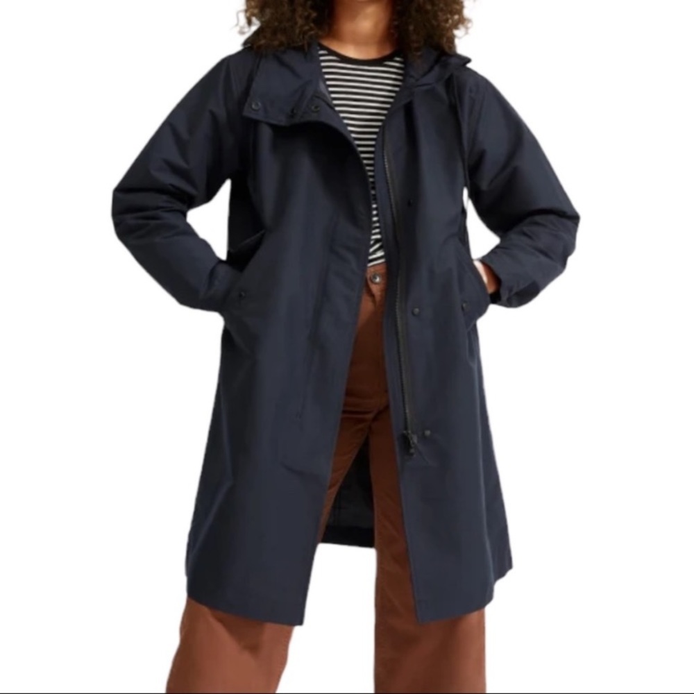 Everlane Renew Navy Waterproof Anorak Jacket w/ Hood Size XXS Zip-Up Rain Coat